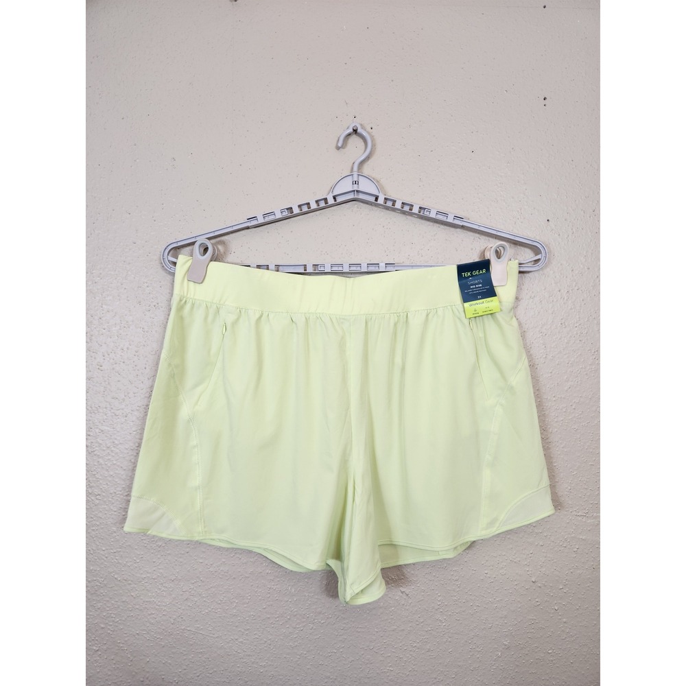Tek Gear Workout Shorts Mid Rise Relaxed Fit Stretch Fabric Greenβ 3X